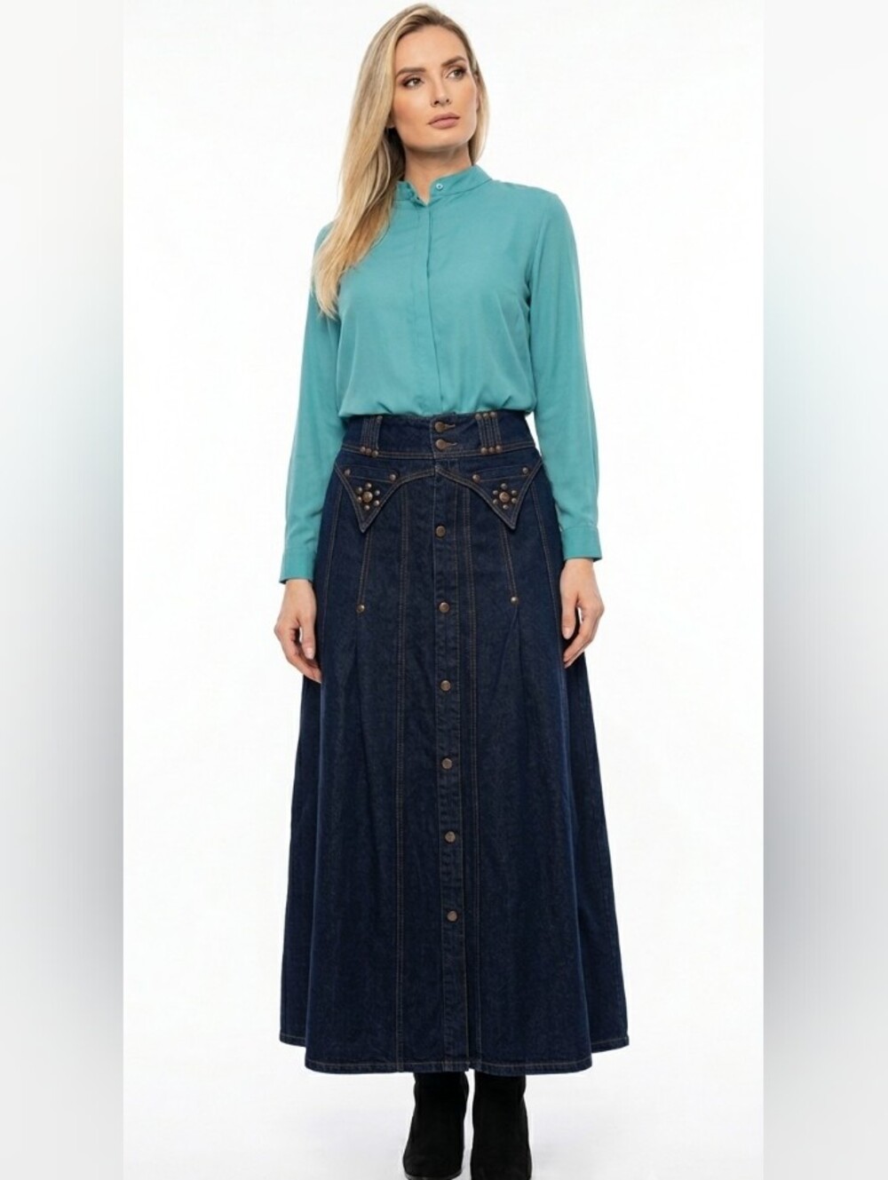 NWOT Denim Maxi Skirt Sz Large